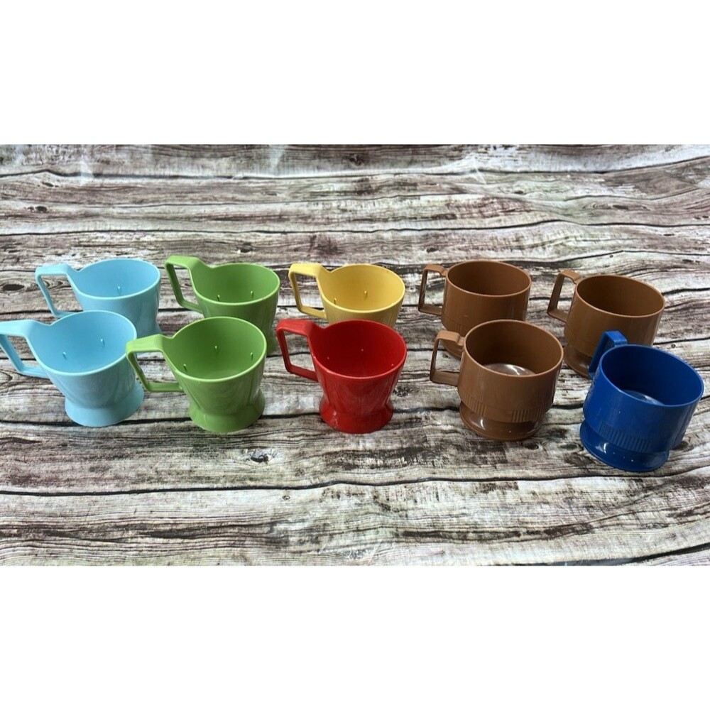 Set of 10 Vintage Multi-Colored Solo Cozy Cups in 2 Styles (#7 and #10)